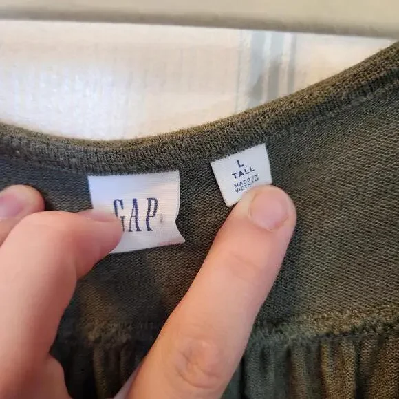 GAP Women's Olive Green Jumpsuit with Belt, Size Large Tall - Picture 2 of 9